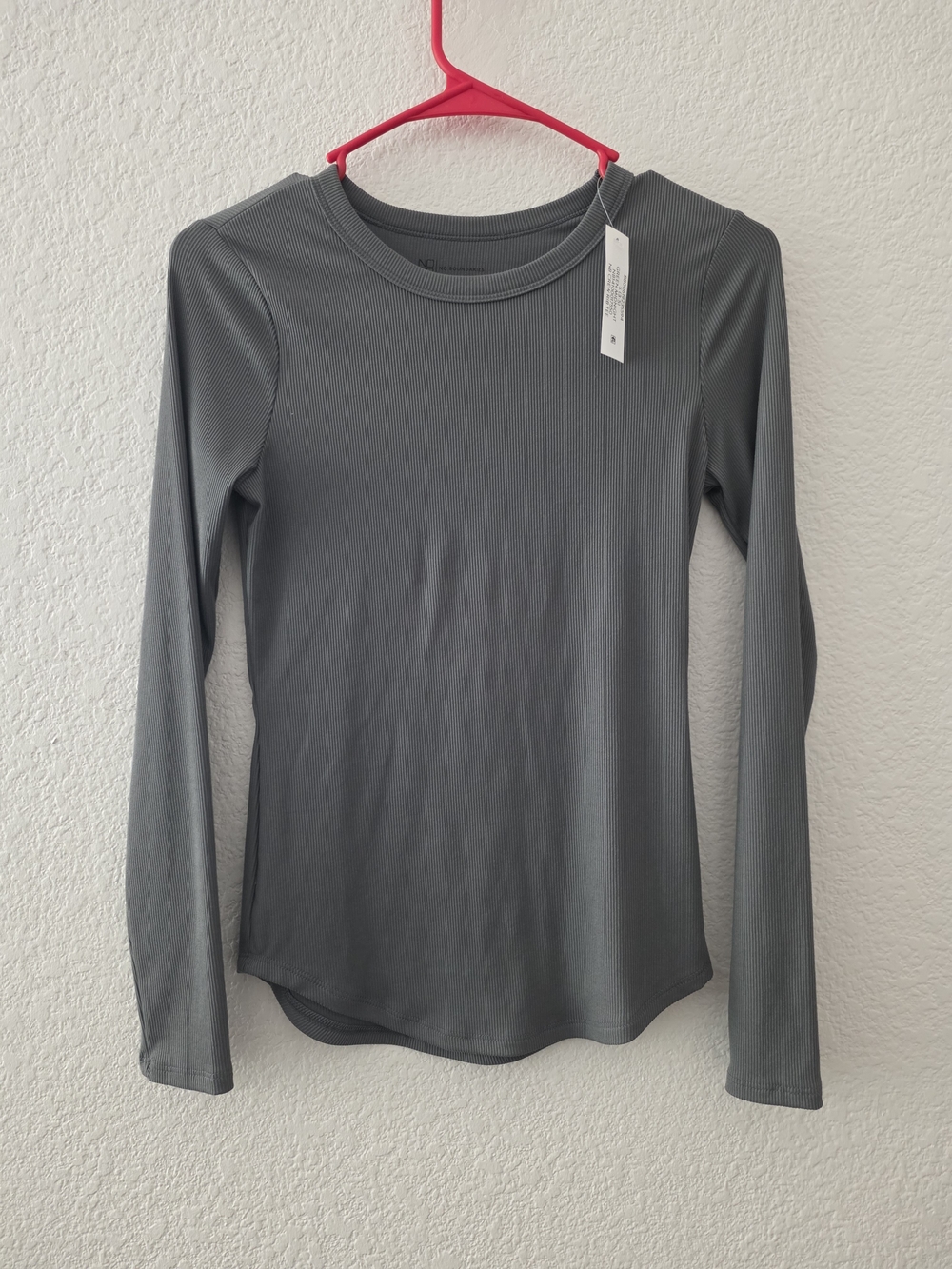 No Boundaries Gray Ribbed Long Sleeve Crewneck Top